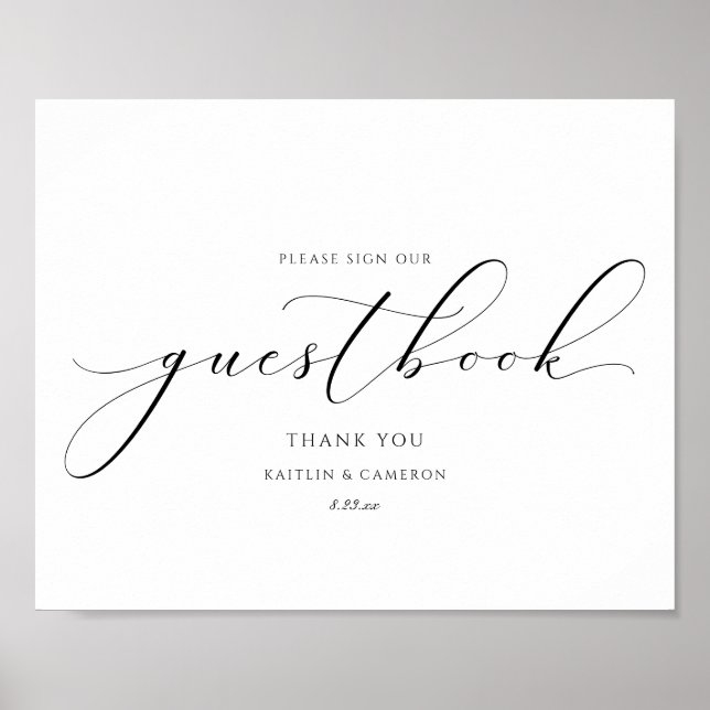 Luxury Wedding Gästebuch Elegantes Calligrafy Zeic (Vorne)