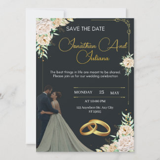Luxury Wedding Invitation Black and Gold Einladung