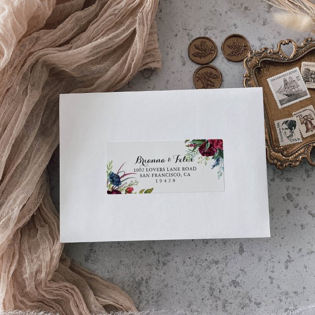 Luxury Whimsical Boho Floral Wedding RSVP Adresse Adressaufkleber (Von Creator hochgeladen)