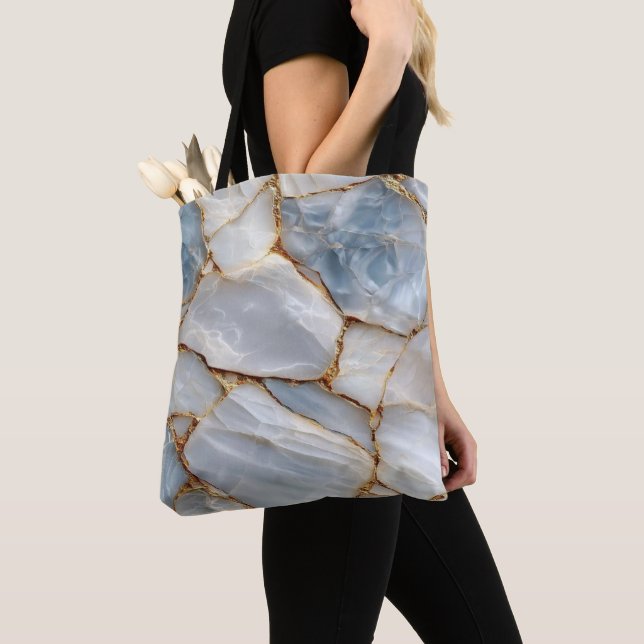 Luxury White Blue Marble & Gold Veins Agate Stone  (Von Nahem)