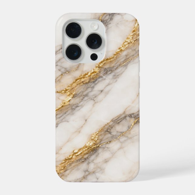 Luxury White Calacatta Marble with Gold Veins iPhone Hülle (Rückseite)