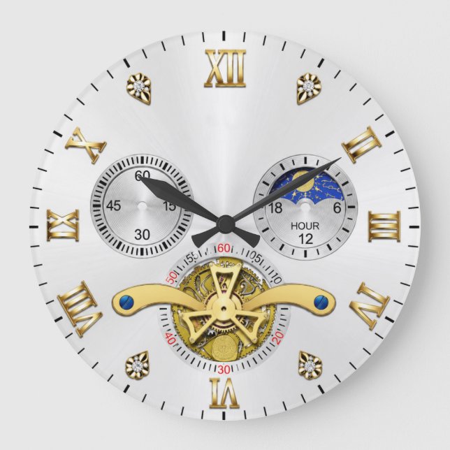 Luxury White Elegant Automatic  Große Wanduhr (Vorderseite)