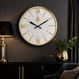 Luxury White & Gold Elegant Minimalist Große Wanduhr