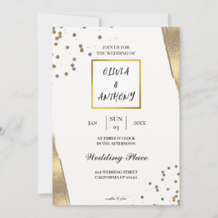 Luxury White Gold Glitzer Hochzeitseinladung Einladung