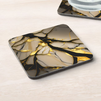 Luxury White & Gold Marble Coaster – Elegant Aesth Getränkeuntersetzer