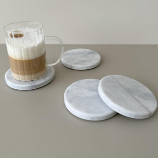 Luxury White & Gold Marble Coaster – Elegant Aesth Getränkeuntersetzer