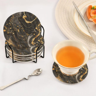 Luxury White & Gold Marble Coaster – Elegant Aesth Getränkeuntersetzer