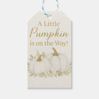 Luxury White & Gold Pumpkin Baby Shower Napkin Geschenkanhänger