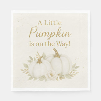 Luxury White & Gold Pumpkin Baby Shower Napkin Serviette
