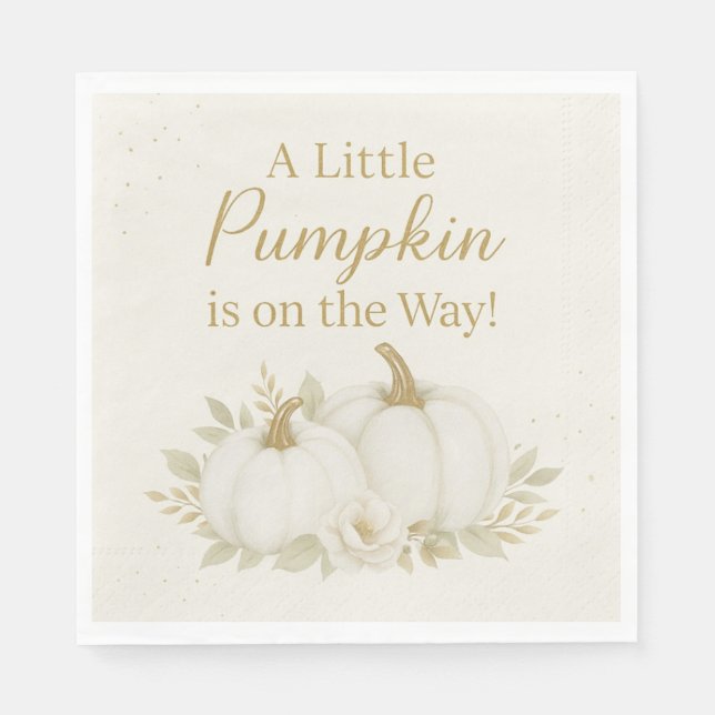 Luxury White & Gold Pumpkin Baby Shower Napkin Serviette (Vorderseite)