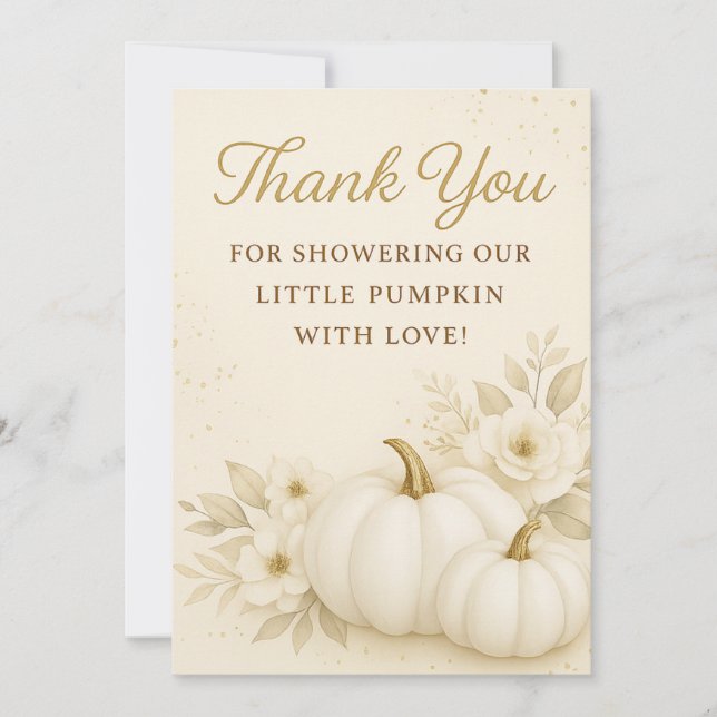 Luxury White & Gold Pumpkin Baby Shower Thank You  Dankeskarte (Vorderseite)