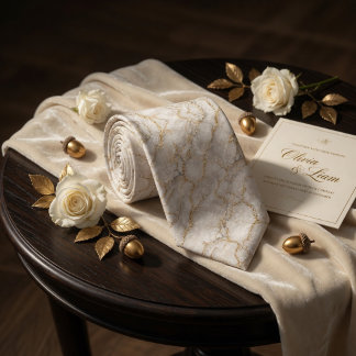Luxury White Marble and Liquid Gold Veins Krawatte