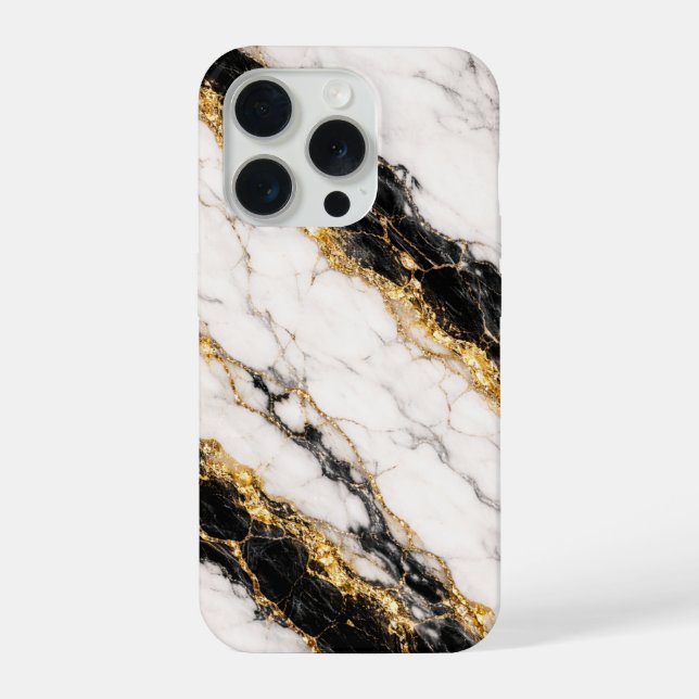 Luxury White Marble Gold Vein Phone Case iPhone Hülle (Rückseite)