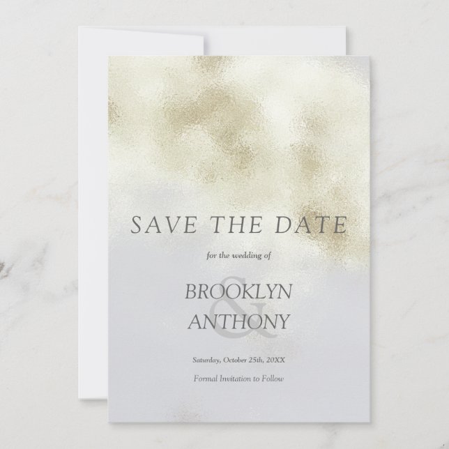 Luxury White Opal Save The Date (Vorderseite)