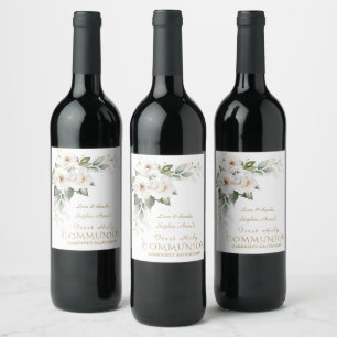 Luxury White Wild Rose Erste Heilige Kommune Weinetikett