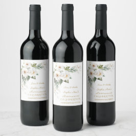 Luxury White Wild Rose Rentirement Celebration Weinetikett