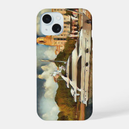 Luxury Yacht Wall Art Coastal Harbor Scene iPhone 15 Hülle