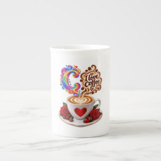 Luxus-3D-Buchstabe C Ich liebe Kaffee Regenbogen-M Prozellantasse