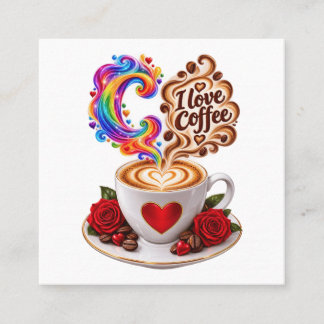 Luxus 3D-Buchstabe C Ich liebe Kaffee Regenbogen-M Quadratische Visitenkarte
