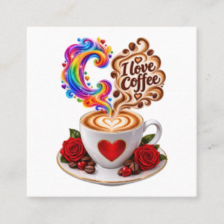 Luxus 3D-Buchstabe C Ich liebe Kaffee Regenbogen-M Quadratische Visitenkarte