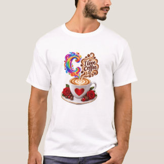 Luxus 3D-Buchstabe C Ich liebe Kaffee Regenbogen-M T-Shirt