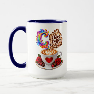 Luxus 3D-Buchstabe C Ich liebe Kaffee Regenbogen-M Tasse