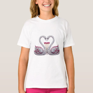 Luxus-3D-Diamantenschwäne Herz - Elegante Wanduhr T-Shirt