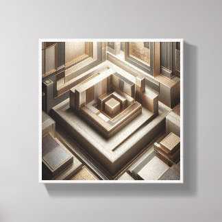 Luxus-3D-Geometrie-Labyrinth - Moderne Gold- und G Leinwanddruck