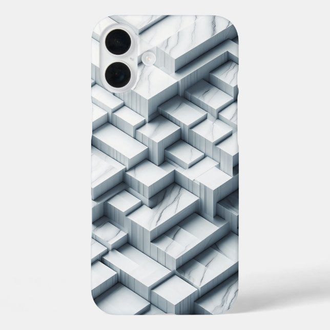Luxus-3D-Geometrie-Weißmarmor-Hülle - Modern  Case-Mate iPhone Hülle (Rückseite)