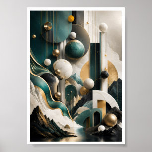 Luxus-3D-Geometrielandschaft-Wandkunst Poster