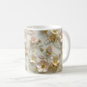 Luxus-3D-geprägter, floraler, goldener Folien-eleg Kaffeetasse