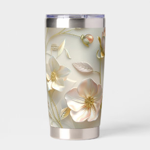 Luxus-3D-geprägter floraler Goldfolien-eleganter  Thermobecher