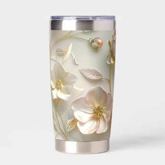 Luxus-3D-geprägter floraler Goldfolien-eleganter Thermobecher