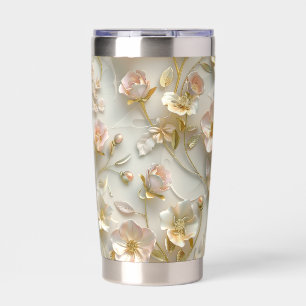 Luxus-3D-geprägter floraler Goldfolien-eleganter  Thermobecher