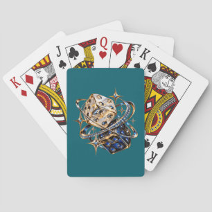 Luxus-3D-Glückswürfel-Spielkarten — Gold & Saphir Spielkarten