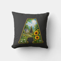 Luxus-3D-Gold-Buchstabe-A-Sonnenblumen-Cottage-T-S