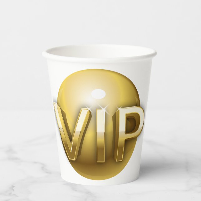 Luxus 3D Gold VIP Emblem Pappbecher (Vorderseite)