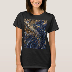 Luxus-3D-Mosaik-Wirbel - Gold & Königlich Blau Abs T-Shirt