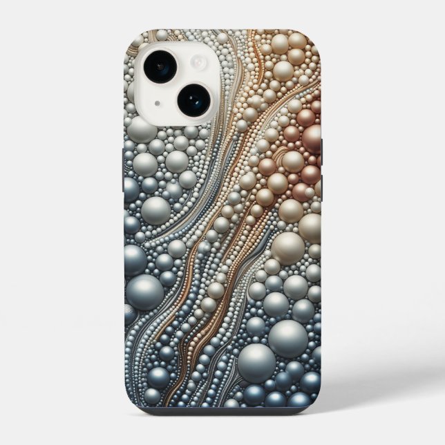 Luxus-3D-Perlenstrom-Gradient und irisierende Bea iPhone Hülle (Rückseite)
