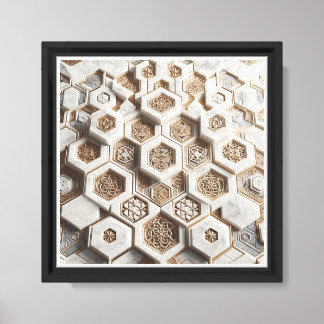 Luxus-3D-Sechseckmosaik - Eleganter weißer Marmor Leinwanddruck