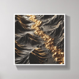 Luxus-3D-Topographie-Abstrakt - Goldener Goldfluss Leinwanddruck