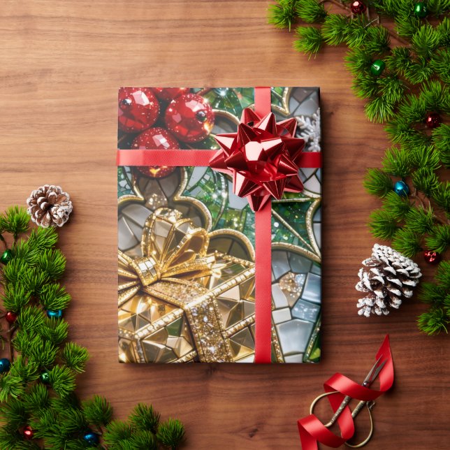 Luxus-3D-Weihnachtsmosaikrolle  Geschenkpapier (Feiertagsgeschenk)
