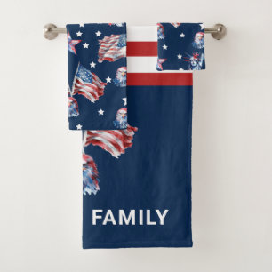 Luxus 4. Juli Patriotic Personalisiert Badhandtuch Set