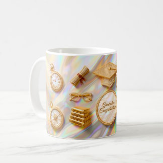 Luxus-Abschlussbecher – Eleganter goldener Hut & D Kaffeetasse
