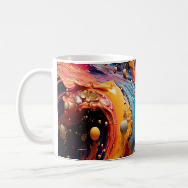 Luxus-Abstrakte-Fluid-Gold-und-Blau-Marmor-Kunst-T Kaffeetasse (Links)
