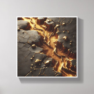 Luxus-Abstrakte Topographie - Geschmolzener Golden Leinwanddruck