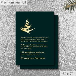 Luxus-Abstrakter-Baum Grün Gold Folien Feiertagskarte