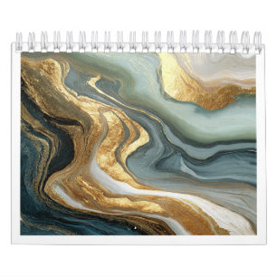 Luxus-Abstrakter Fluid-Gold-Kalender 2027 Kalender