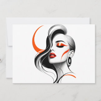 Luxus-Abstraktes-Frauenporträt-Design Einladung
