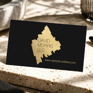 Luxus-Abstraktes Gold-Pinselstrich-Logo auf Schwar Visitenkarte
